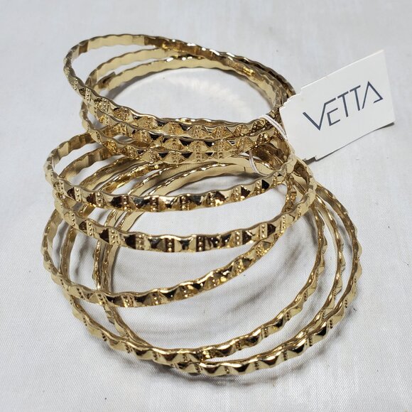 Vetta 9-Piece Gold Bangle Set - Picture 2 of 4